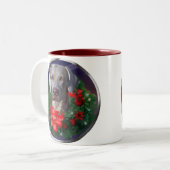 Weimaraner-kerstcadeautjes Tweekleurige Koffiemok (Voorkant links)