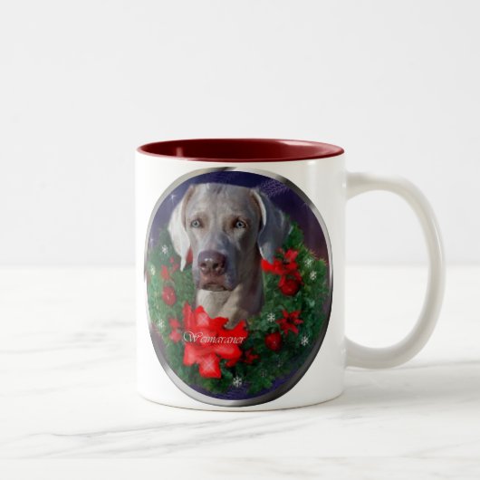 Weimaraner-kerstcadeautjes Tweekleurige Koffiemok (Rechts)