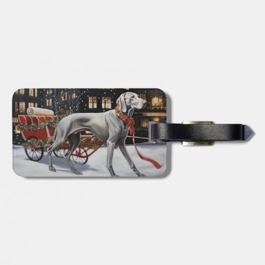 Weimaraner Kerstfeest Seizoen Bagagelabel (Achterkant horizontaal)