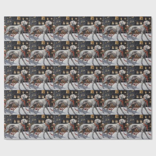 Weimaraner Kerstfeest Seizoen Cadeaupapier (Vlak)