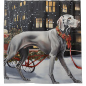 Weimaraner Kerstfeest Seizoen Douchegordijn (Voorkant)