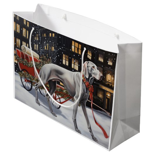 Weimaraner Kerstfeest Seizoen Groot Cadeauzakje (Achterkant Gekanteld)