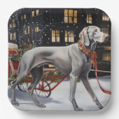 Weimaraner Kerstfeest Seizoen Papieren Bordje (Voorkant)