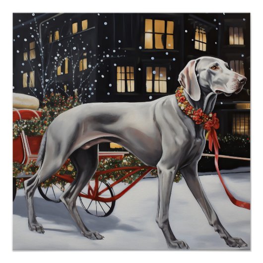 Weimaraner Kerstfeest Seizoen Perfect Poster (Voorkant)
