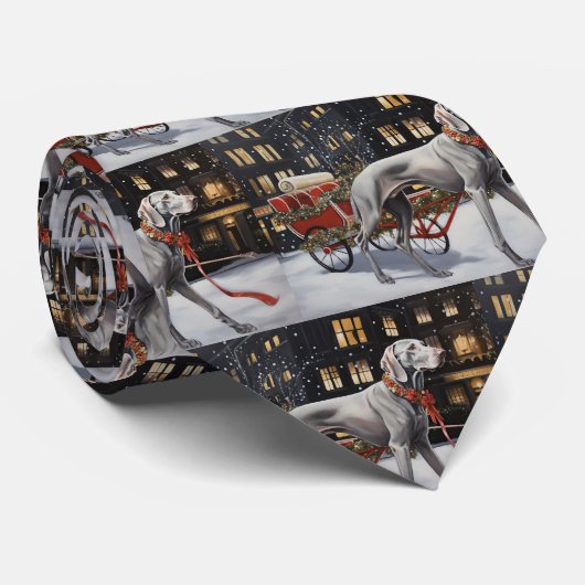 Weimaraner Kerstfeest Seizoen Stropdas (Opgerold)