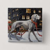 Weimaraner Kerstfeest Seizoen Vierkante Button 5,1 Cm (Voorkant)