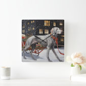 Weimaraner Kerstfeest Seizoen Vierkante Klok (Huis)