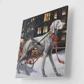 Weimaraner Kerstfeest Seizoen Vierkante Klok (Hoek)