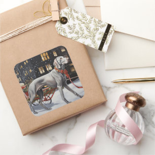 Weimaraner Kerstfeest Seizoen Vierkante Sticker