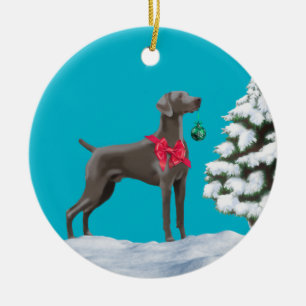 Weimaraner Kerstfeestdag Keramisch Ornament