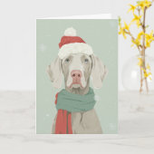 Weimaraner Kerstgroet Kaart (Gele Bloem)