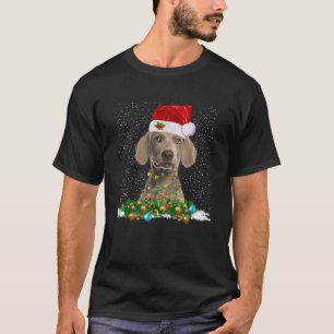 Weimaraner Kersthond licht grappige kerstcadeau vo T-shirt