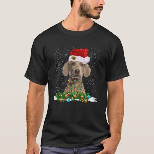 Weimaraner Kersthond licht grappige kerstcadeau vo T-shirt (Voorkant)