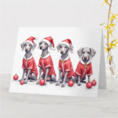 Weimaraner Kerstjurk Kerstman Hoed Kaart (Gele Bloem)