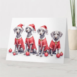 Weimaraner Kerstjurk Kerstman Hoed Kaart