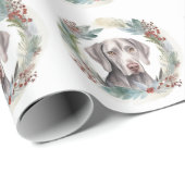 Weimaraner Kerstkrans Feestelijke Pup Cadeaupapier (Rol Hoek)