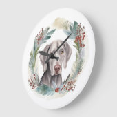 Weimaraner Kerstkrans Feestelijke Pup Grote Klok (Hoek)