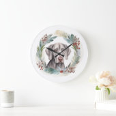 Weimaraner Kerstkrans Feestelijke Pup Grote Klok (Huis)