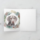 Weimaraner Kerstkrans Feestelijke Pup Kaart (Binnen)