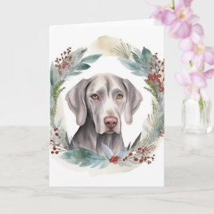 Weimaraner Kerstkrans Feestelijke Pup Kaart