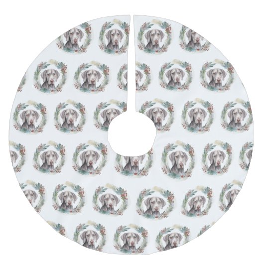 Weimaraner Kerstkrans Feestelijke Pup Kerstboom Rok (Voorkant)