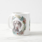 Weimaraner Kerstkrans Feestelijke Pup Koffiemok (Voorkant links)