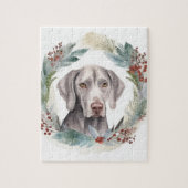 Weimaraner Kerstkrans Feestelijke Pup Legpuzzel (Verticaal)