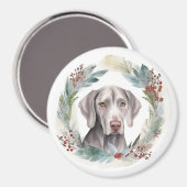 Weimaraner Kerstkrans Feestelijke Pup Magneet (Voorkant / Achterkant)
