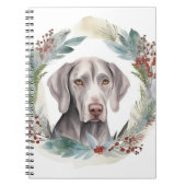 Weimaraner Kerstkrans Feestelijke Pup Notitieboek (Voorkant)