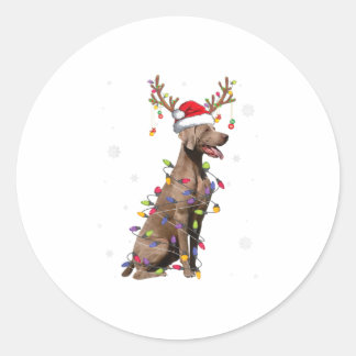 Weimaraner Kerstmis Rendier Kerstboom Ronde Sticker