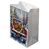 Weimaraner Kerstmis Rode Truck Winter Medium Cadeauzakje (Achterkant Gekanteld)