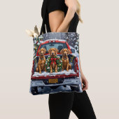 Weimaraner Kerstmis Rode Truck Winter Tote Bag (Dichtbij)