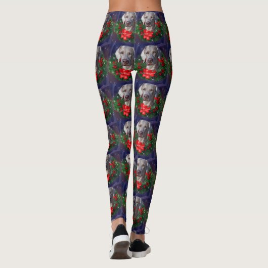 Weimaraner Kerstmis Wreath Leggings (Achterkant)