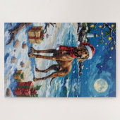 Weimaraner Kerststrandvakantie Legpuzzel (Horizontaal)