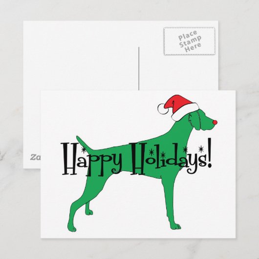 Weimaraner Kerstvakantie Feestdagenkaart (Voorkant / Achterkant)