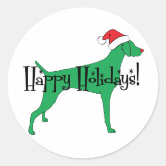 Weimaraner Kerstvakantie Ronde Sticker