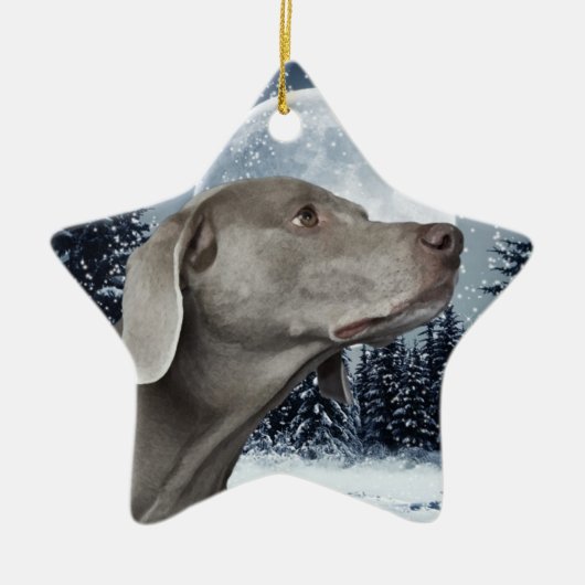 Weimaraner kerstversiering keramisch ornament (Voorkant)