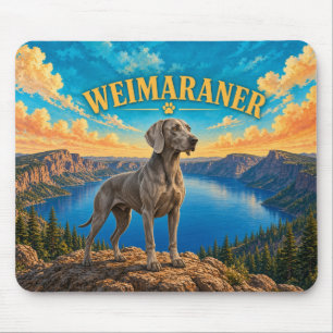 Weimaraner, Kratermeer Vintage Aquarel Muismat