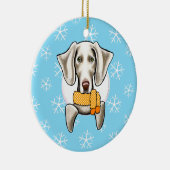 Weimaraner laat het sneeuwen keramisch ornament (Rechts)