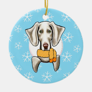 Weimaraner laat het sneeuwen keramisch ornament