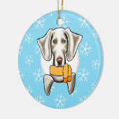 Weimaraner laat het sneeuwen keramisch ornament (Links)