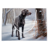 Weimaraner Laat het Sneeuwen Kerstmis Groot Cadeauzakje (Voorkant)