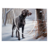 Weimaraner Laat het Sneeuwen Kerstmis Groot Cadeauzakje (Achterkant)