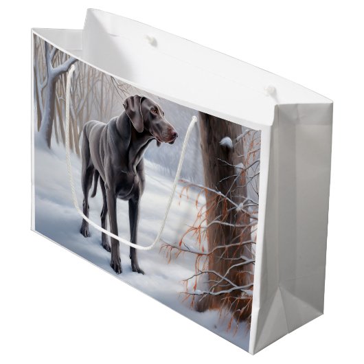 Weimaraner Laat het Sneeuwen Kerstmis Groot Cadeauzakje (Voorkant Gekanteld)