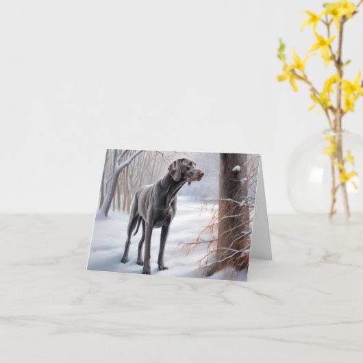 Weimaraner Laat het Sneeuwen Kerstmis Kaart (Gele Bloem)