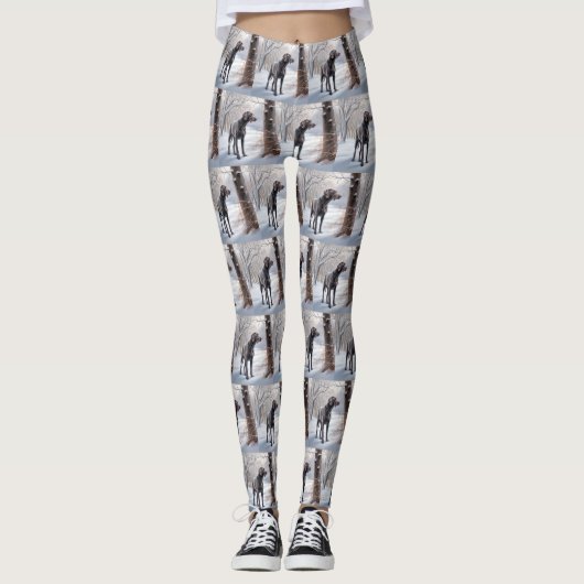 Weimaraner Laat het Sneeuwen Kerstmis Leggings (Voorkant)