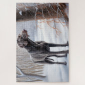 Weimaraner Laat het sneeuwen Kerstmis Legpuzzel (Verticaal)