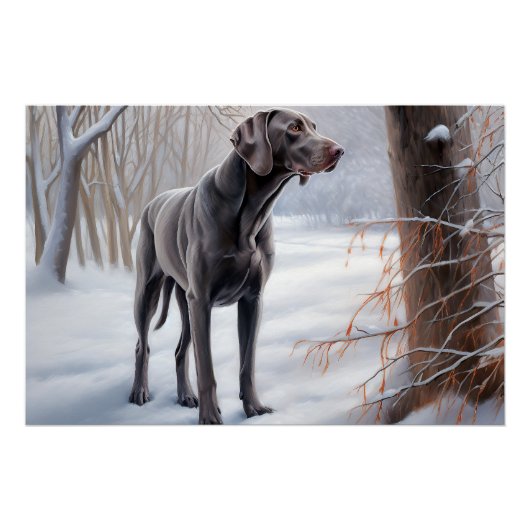 Weimaraner Laat het Sneeuwen Kerstmis Perfect Poster (Voorkant)