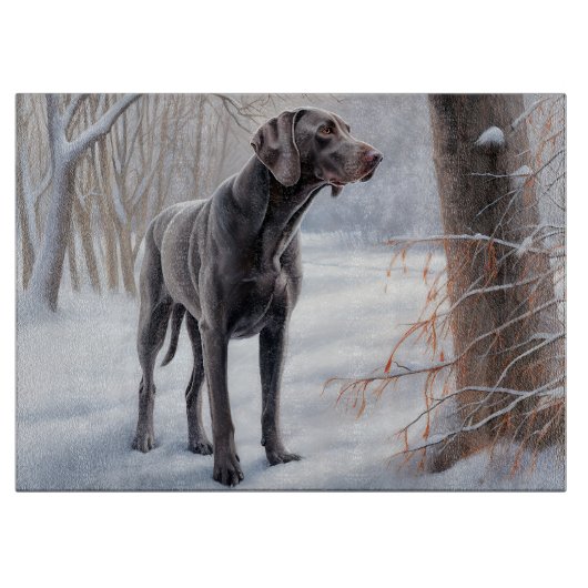Weimaraner Laat het Sneeuwen Kerstmis Snijplank (Voorkant)