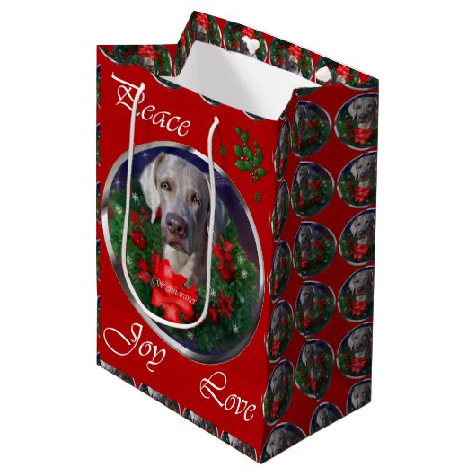 Weimaraner Liefhebbers Kerstmis Medium Cadeauzakje (Voorkant Gekanteld)